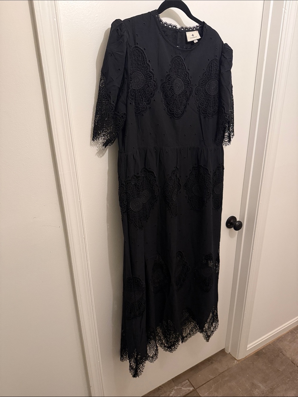 Tuckernuck Black Lace Maxi Dress with Crochet Medallions